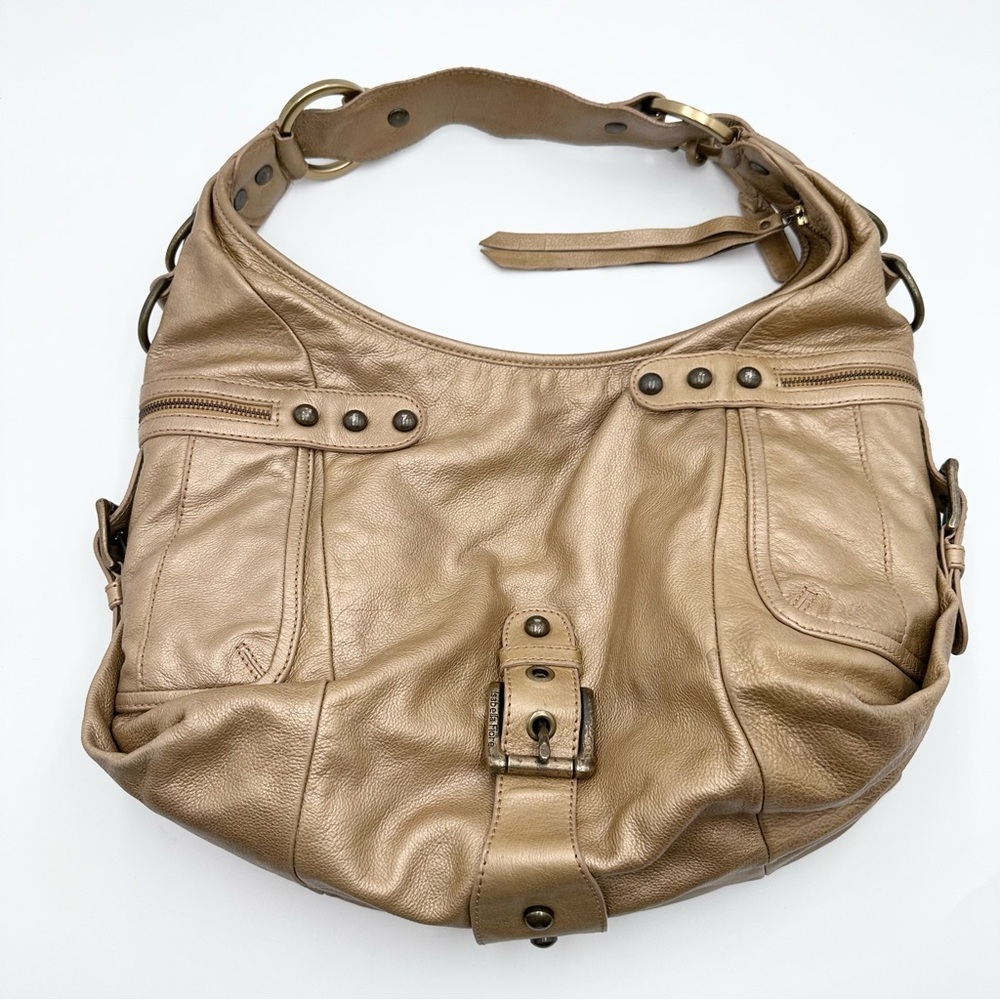 Isabella Fiore Leather Gold Hobo Shoulder Bag - Picture 16 of 16